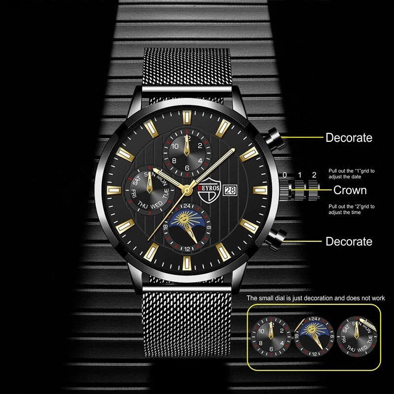 uhren herren Luxus Neue Herren Business Uhren Edelstahl Mesh Gürtel Quarz Armbanduhr Männer Sport Armband Casual Leucht Uhr Uhr